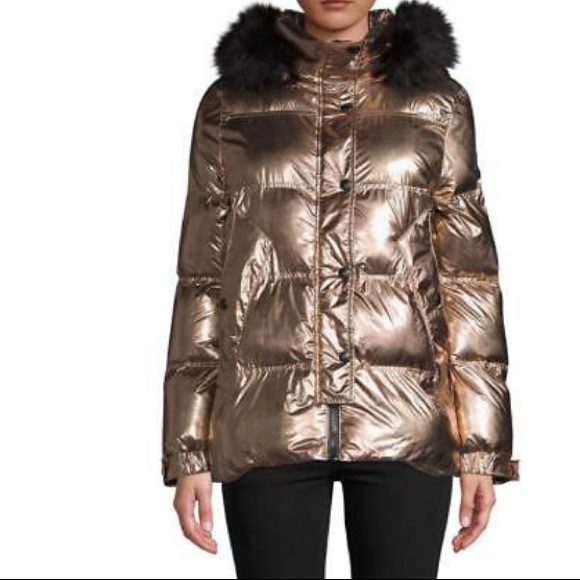 NWT,Sam Edelman,Fur Trim Puffer Jacket,copper - Picture 3 of 17